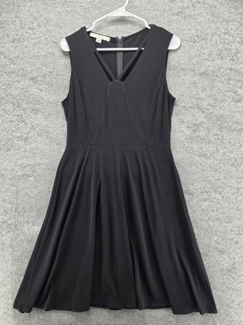 Boston Proper Dress Womens 8 Black Fit & Flare Short V-Neck Sleeveless Lined